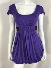 GUESS BY MARCIANO SHORT SLEEVE SCOOP NECKLINE DRESS SIZE S SMALL  SOLID PURPLE 