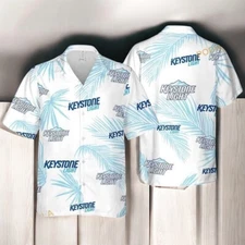 Keystone Light Beer Palm Leaves Pattern Hawaiian Shirt Beach Lovers Gift