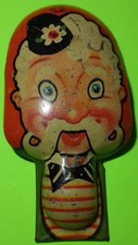 Vintage T Cohn Noisemaker Circus Guy Mustache Man Character Tin Litho Clicker