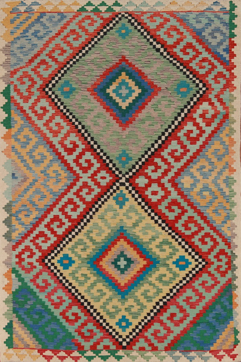 Souh-western Hand Woven Kilim Reversible Rug 6x9 Tribal Pastel