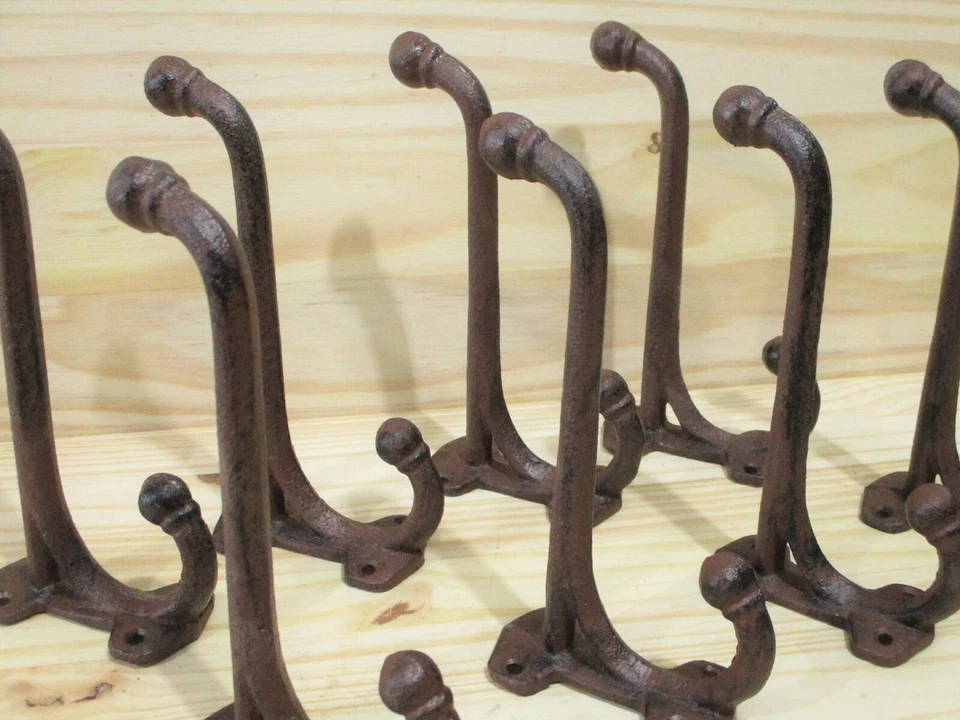 8 LARGE HARNESS HOOKS RACK COAT HAT RUSTIC CAST IRON BARN HEAVY DUTY 7 1/2" LONG - Image 2 of 4