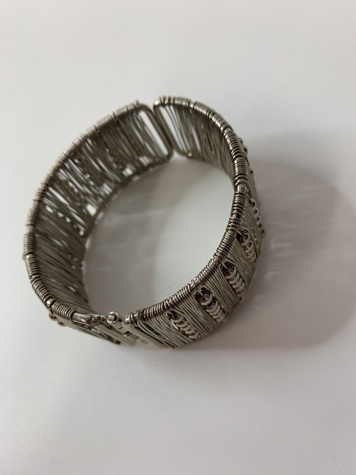 Cuff Hinged Wired Bracelet Silvertone - image 3