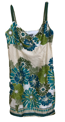 ANN TAYLOR Blue Green Wildflower Floral Dress Sleeveless Cotton Size 10P |  eBay