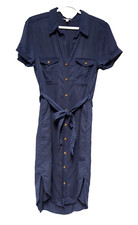 Teddi Rose Shirt Dress Size M Soft Tencel Short Sleeve Belted Pockets Casual