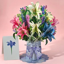 A11-3D Pop Up Lily Bouquet Greeting Card for all Occasions