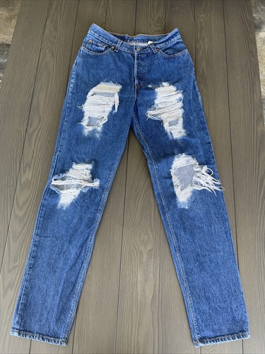 Blue Jeans Sz 28x34 Distressed Denim 