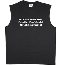 Men's sleeveless shirt crazy family funny saying workout muscle tee tank top