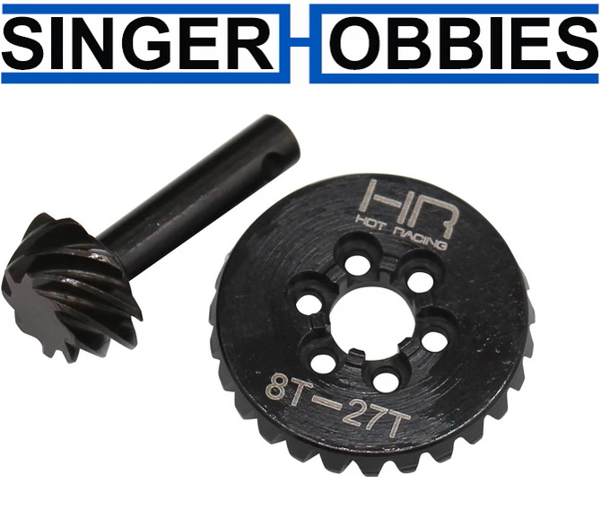 Hot Racing SCXT9278 HD Steel Bevel Gear Set 27t/8t 0.9 Mod 3.3 Axial Scx10 II HH