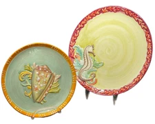Cypress Home Ocean Life Plate Seahorse Shell Raised Design Handpainted Raised