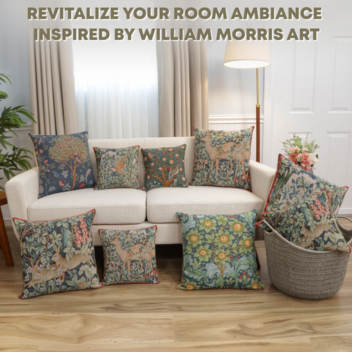 Arabesques w/Orange Tree Light 19x19 Inch Tapestry Cushion Cover, Throw Pillow C - 第 4/10 張圖片