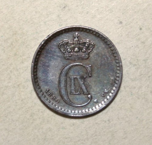 S3 - Denmark 1 Ore 1880 Extremely Fine Copper Coin - King Christian IX *** Nice - Picture 2 of 2