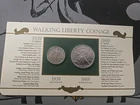 1939 P Walking Liberty Half Dollar + 1989,  1 oz Silver Dollar Coinage PCS Panel