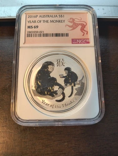 2016-P $1 Australia Year Of The Monkey 1 oz  Silver Coin NGC MS 69