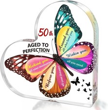 50Th Birthday Gifts for Women Her, Acrylic Heart Sign Birthday Decorations Pr...