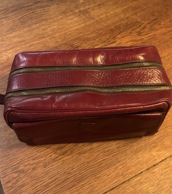 Etienne Aigner Vintage Herren Leder Kulturtasche Bordeaux Rot