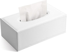 Porta Fazzoletti in Pelle, 25 X 14 X 9.5Cm,Bianco