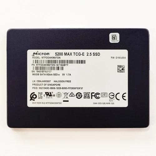 Micron 5200 MAX 960GB SATA SSD 2.5" Enterprise 8.76PBW MTFDDAK960TDN