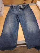 KBB by Kahlana Mid Rise Barrel Leg Dark Wash Blue Denim Women's Jeans size 10