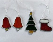 4-tlg. Set Tiffany Glas Weihnachtsdeko Christbaumschmuck-Anhänger🎄-Handarbeit
