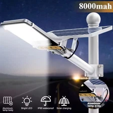 8000mAh Waterproof Solar Street Light with Remote Control - Easy Install LED