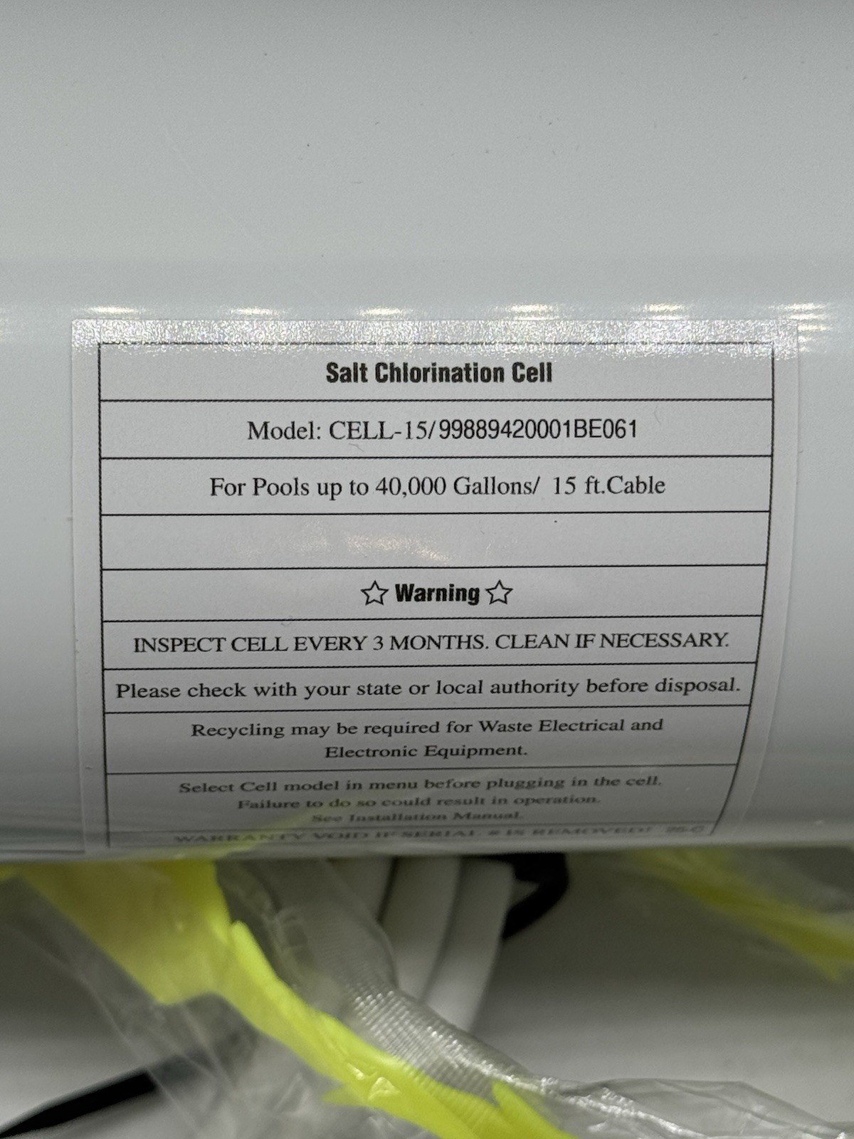 For Hayward-W3T-Cell-15-Replacement Salt Cell With 15-FT Cable - 40,000 Gallons