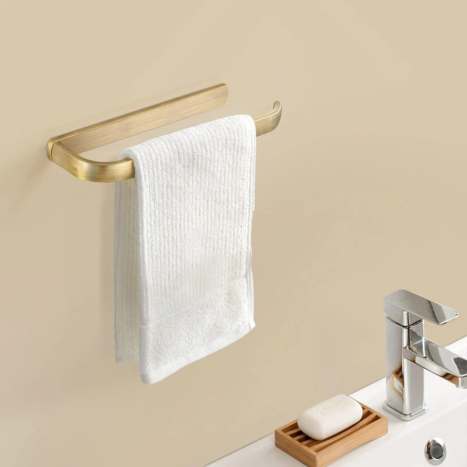 Bigbig Home Antiguo Juego de Porta Papel Higiénico, Toallero de Latón Cepillado para Baño Foto 4 de 4