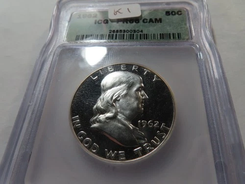 K1 USA 1962 Silver Franklin Half Dollar ICG PROOF-66 CAMEO