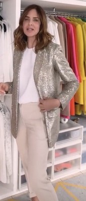 BNWOT Massimo Dutti Zara Trinny Sz L UK 12-14 embellished Sequin Blazer Jacket