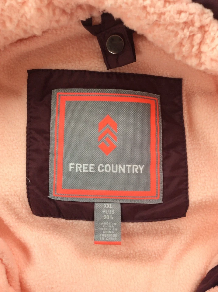 Abrigo con capucha Free Country*PUFFER para mujer talla XXL cremallera completa púrpura acolchado Foto 3 de 4