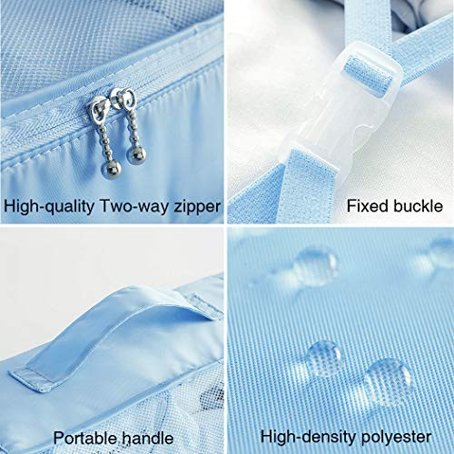 Travel Packing Cubes 8 Pcs Set, Luggage Packing Organizers with Shoe Light Blue - Bild 7 von 7