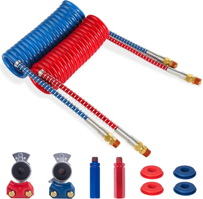 Air Brake Line Hose Coil Assembly Coiled Set 15 FT Air Lines Semi Truck Trailer 