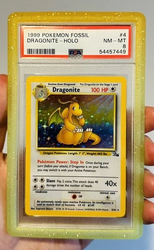 Dragonite Fossil Holo Card 4/62 PSA 8