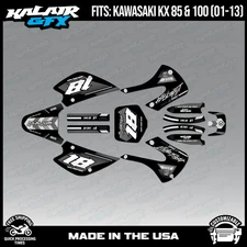 Kalair GFX Graphics Kit for Kawasaki KX85 KX100 (2001-2013) Rebel - White