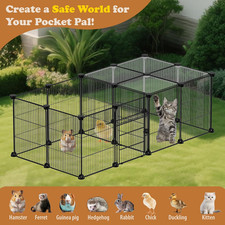 18 Panels Small Animal Playpen Small Animal Cage with 2 Doors Metal Wire Yard