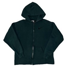 Vtg 90s Youth Nike Dark Green Cotton Full Zip Jacket XL 18/20