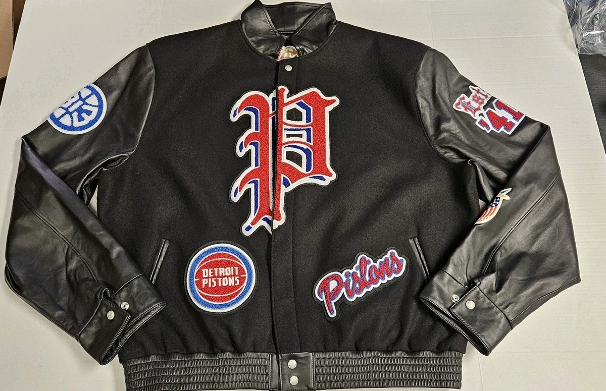 ジェフハミルトン jeff hamilton NBA ピストンズ ジャケット SIGNED Jeff Hamilton x NBA Detroit Pistons Wool & Leather Jacket