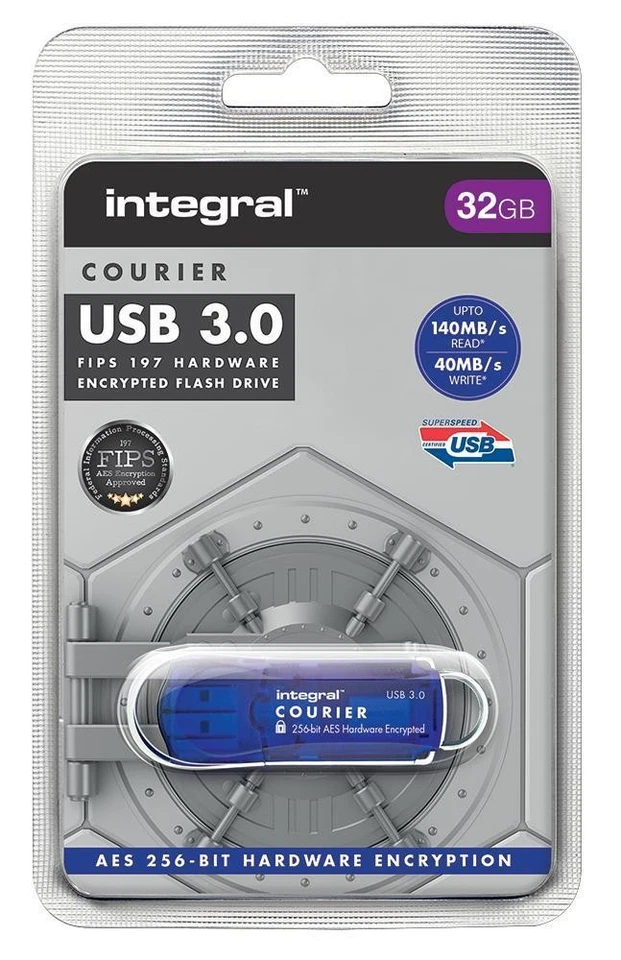 Clé USB 3.0 Cryptée FIPS 197 Courier, 32 Go - INTEGRAL - Photo 3/3