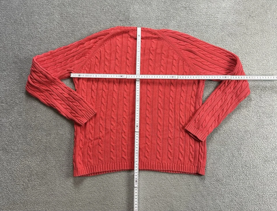 LL BEAN Damen Pullover Sweater M Retro Strickpullover Zopf Jumper 31802 Rot - Bild 4 von 4