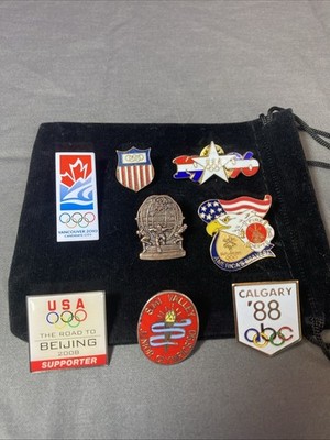 Mixed lot Of 8 Commemorative Olympic Pins- 1988 1996 1997 2008 2010