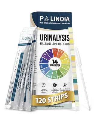 Palinoia Urinalysis 14 Parameter Test Strips 120ct Waterproof Color Chart