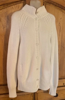 LORO PIANA Cream Baby Cashmere Long Knit Cardigan Italy Made Size 46 US Large