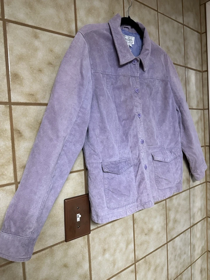 Chaqueta de cuero de gamuza púrpura Live a Little para mujer, talla Lg, retro Y2K Boho Peasant Foto 2 de 4