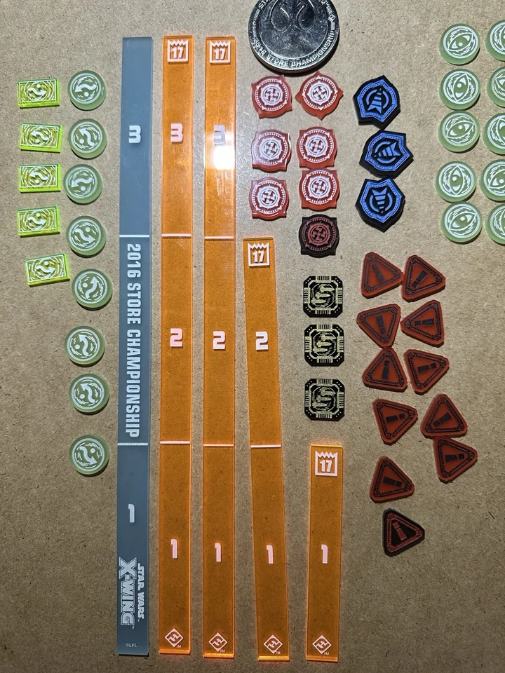Star Wars X-Wing Miniatures Acrylic Tokens, Range Ruler, Coin - FFG Promo - Image 4 of 4