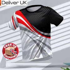 S-5XL Mens T-Shirt Gym Training Running Sport Fitness Jogging Quick Dry Top UK