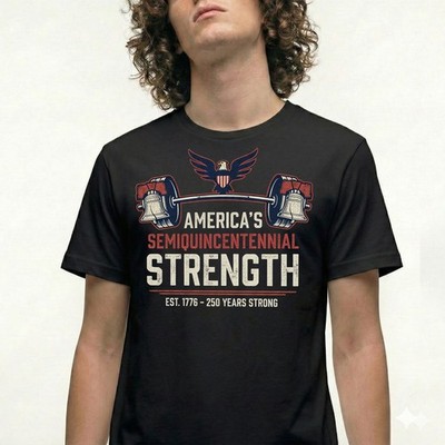 America Semiquincentennial Strength T-Shirt Years Strong Gym Tee Patriotic