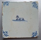 Antique Delft tile - 17th c- animal