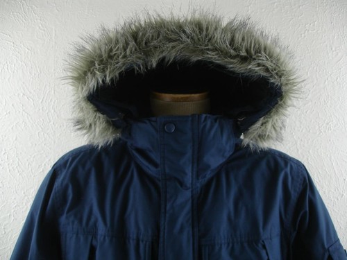 L.L. Bean Men’s M Navy Blue Faux Fur Trimmed Hood Parka Down Winter Coat Puffer - Picture 3 of 24