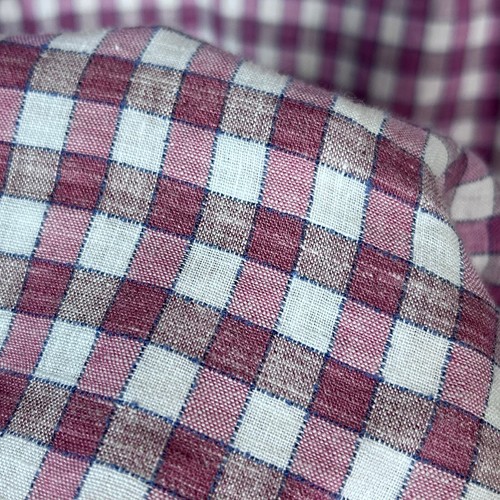 David Donahue camicia uomo media NUOVA abbottonata check rosso lino cotone lavoro - Foto 8 di 11