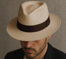 Genuine Panama Hat - Handwoven in Ecuador - Teardrop Crown Natural/Black  Ribbon