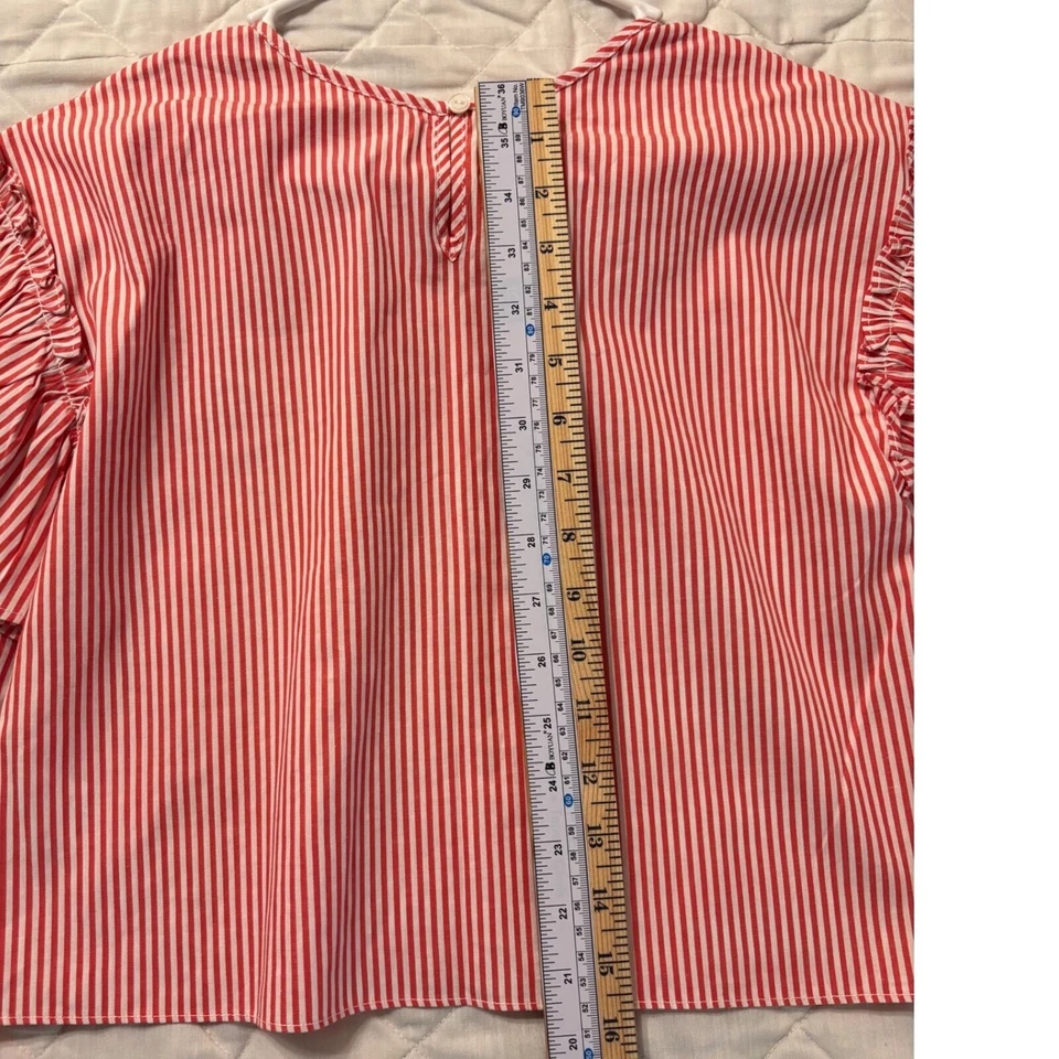 Top Boutique Soprano Volantes Manga Campana Rayas Naranja Blanco Mediano Niñas Usado en Excelente Condición Foto 4 de 4